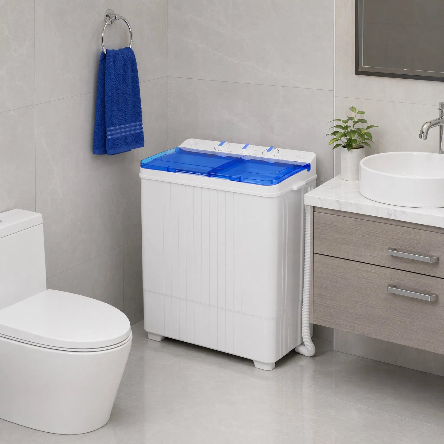 Portable twin-tub washer-dryer combo, 28-pound lightweight washing machine
