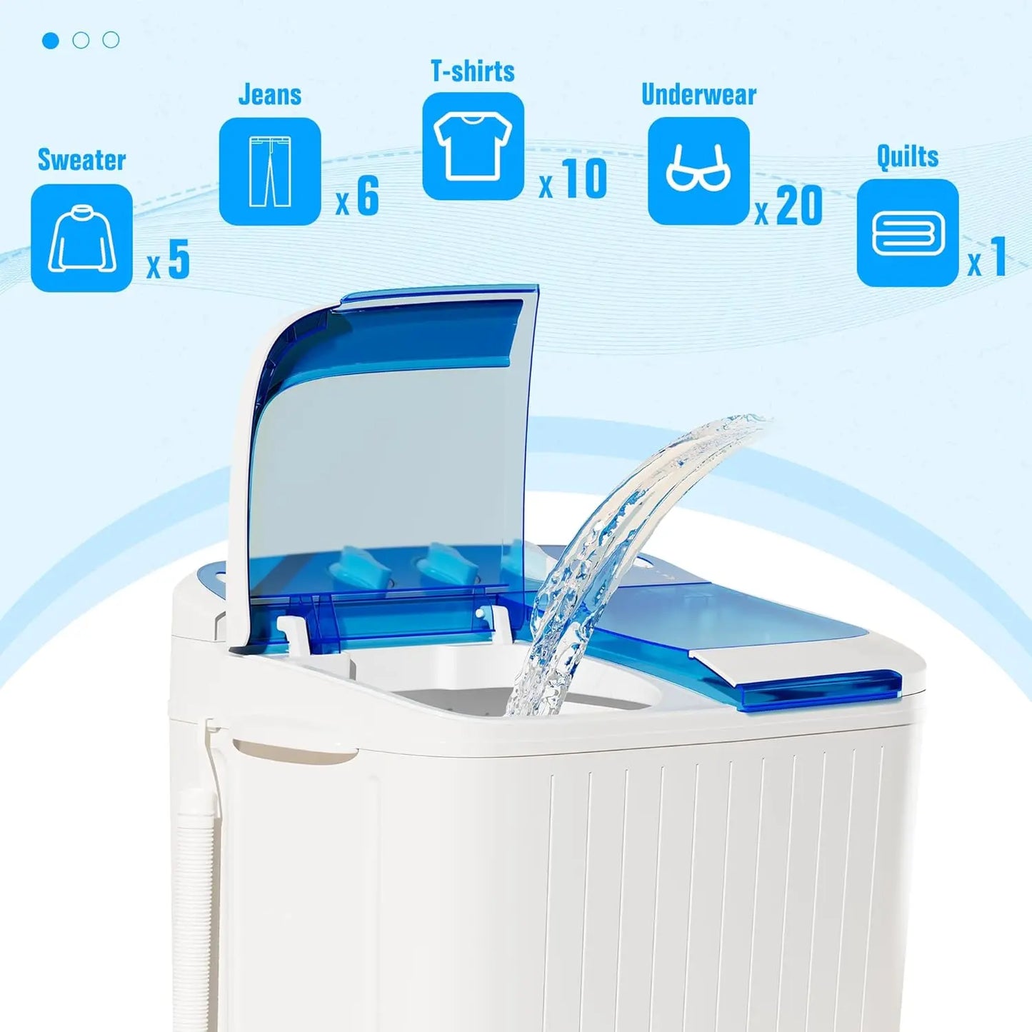 16lbs Portable Twin Tub Washing Machine with Spinner Dryer