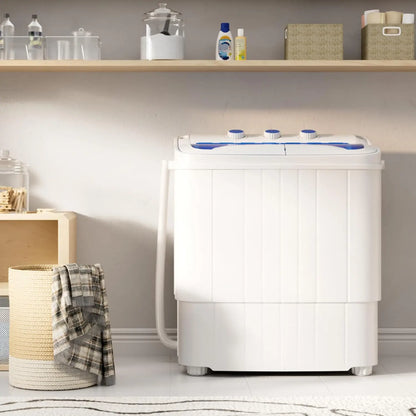 16lbs Portable Twin Tub Washing Machine with Spinner Dryer