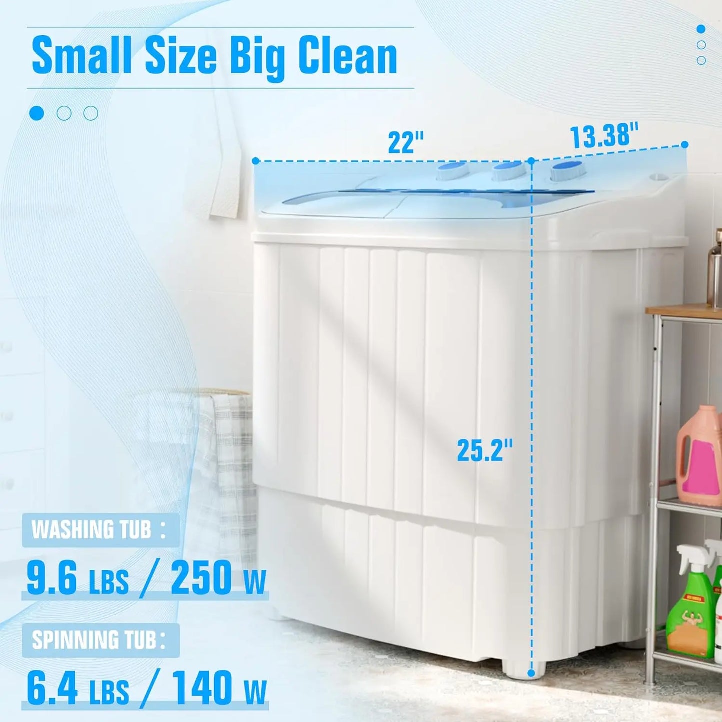 16lbs Portable Twin Tub Washing Machine with Spinner Dryer