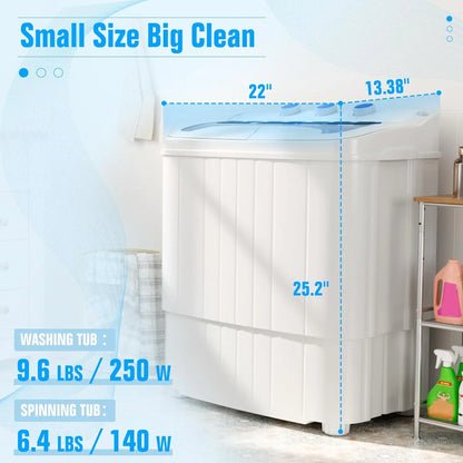 16lbs Portable Twin Tub Washing Machine with Spinner Dryer