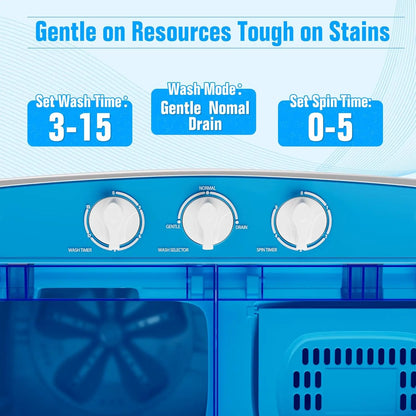 16lbs Portable Twin Tub Washing Machine with Spinner Dryer