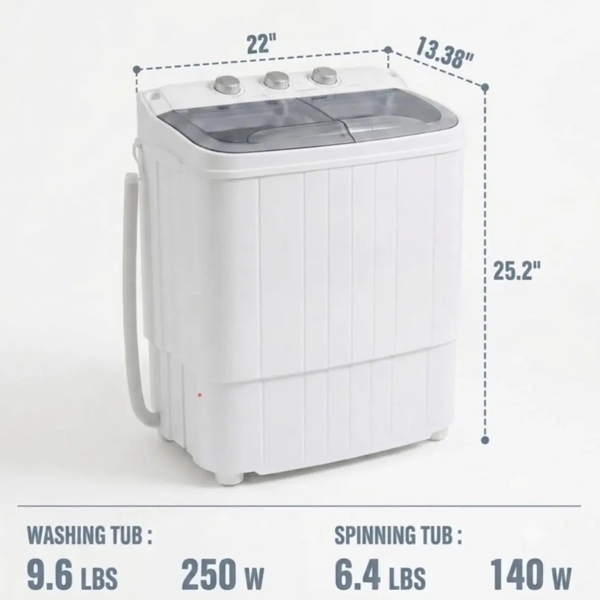 16lbs Portable Twin Tub Washing Machine with Spinner Dryer
