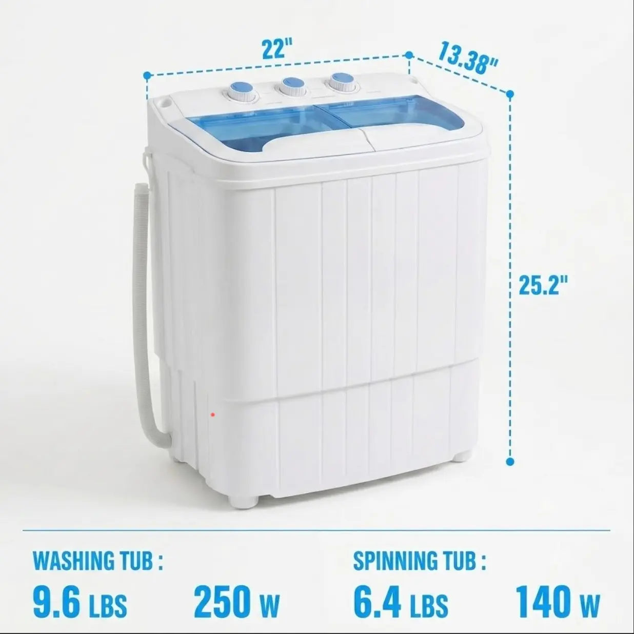 16lbs Portable Twin Tub Washing Machine with Spinner Dryer