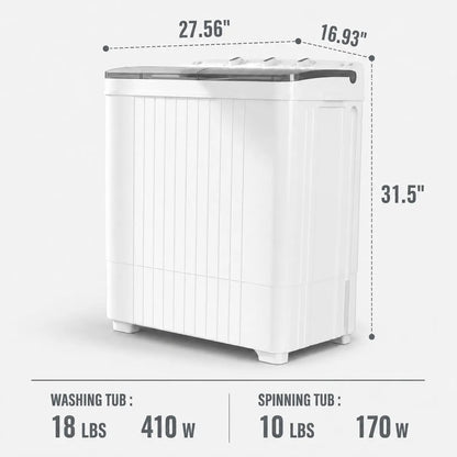 16lbs Portable Twin Tub Washing Machine with Spinner Dryer