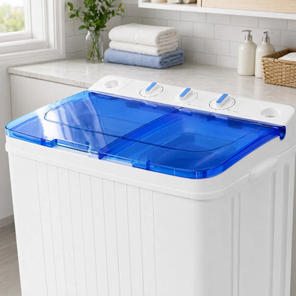 Portable twin-tub washer-dryer combo, 28-pound lightweight washing machine