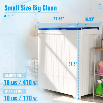 Portable washing machine, 28-pound twin-tub washing machine, compact washing machine