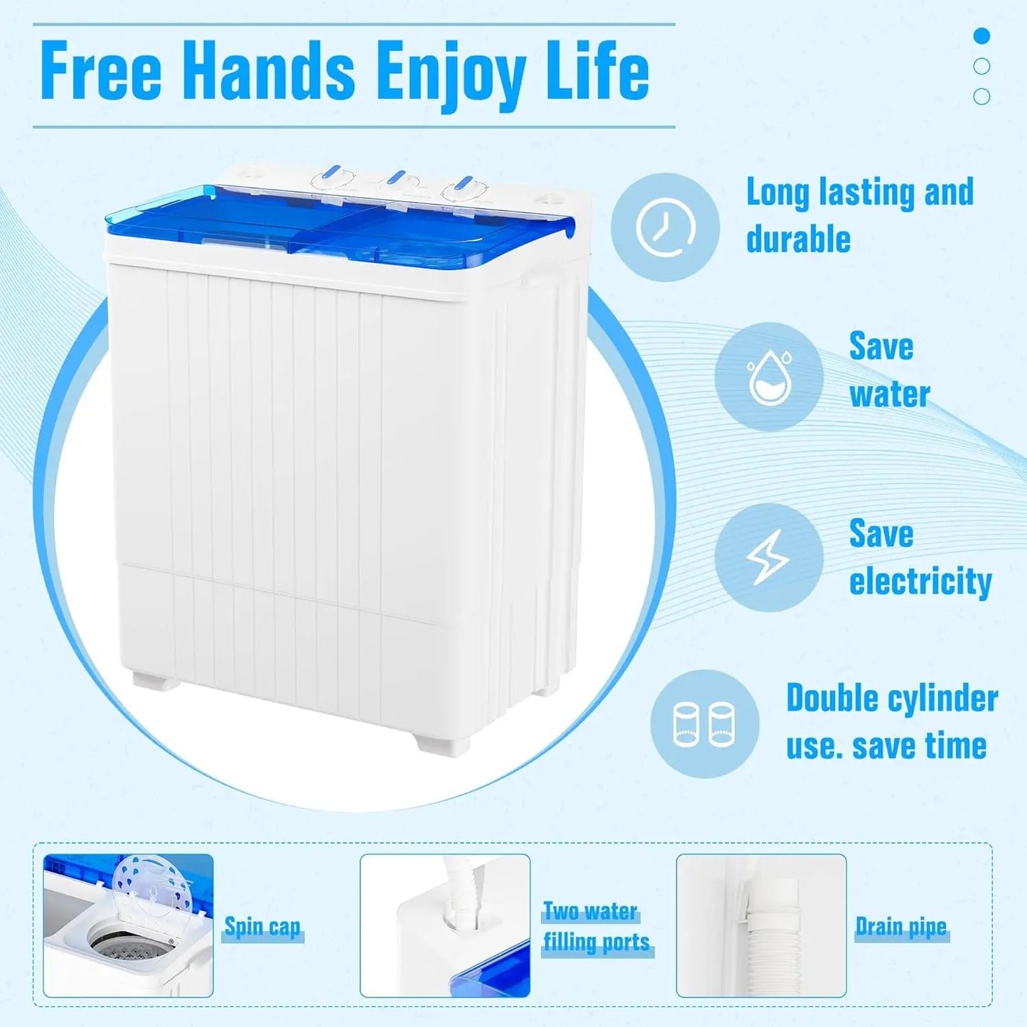 Portable washing machine, 28-pound twin-tub washing machine, compact washing machine