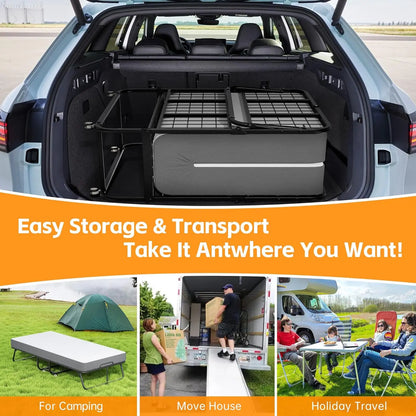 Folding bed with mattress, portable folding bed for adults, single folding bed