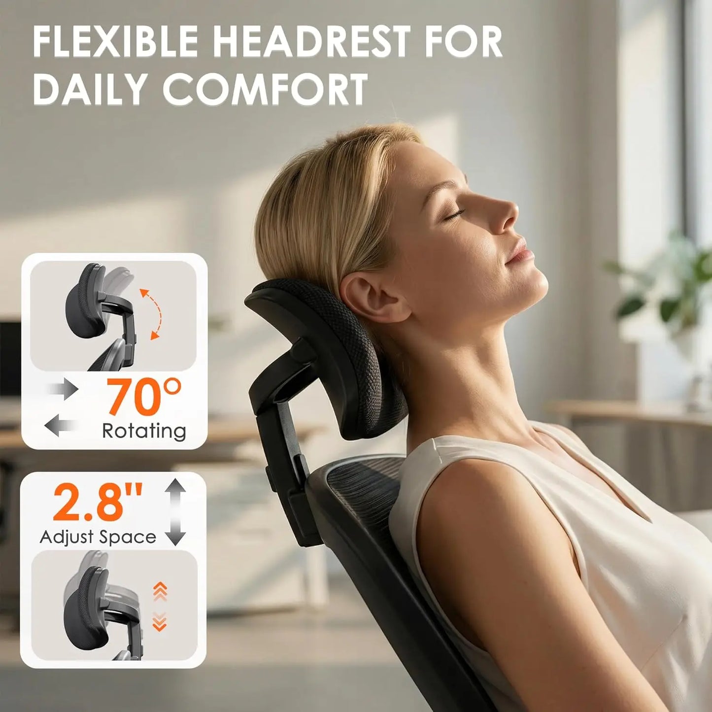 Ergonomic office chair, high-backed breathable mesh office chair with lumbar support.